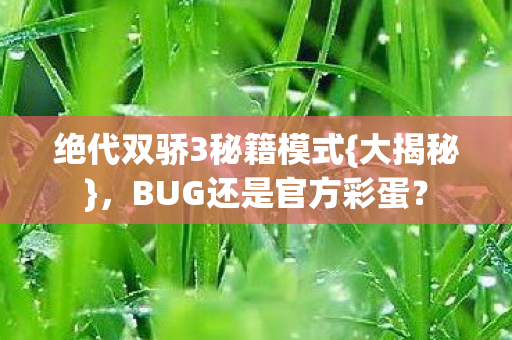绝代双骄3秘籍模式图片