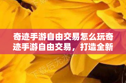 奇迹手游自由交易怎么玩奇迹手游自由交易图片