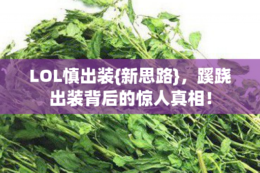 LOL慎出装{新思路},蹊跷出装背后的惊人真相! LOL慎出装{新思路},蹊跷出装背后的惊人真相!