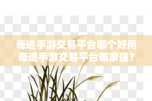 奇迹手游交易平台哪个好用奇迹手游交易平台哪家强图片