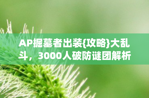 AP掘墓者出装{攻略}大乱斗，3000人破防谜团解析