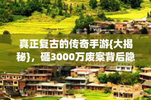 真正复古的传奇手游{大揭秘}，砸3000万废案背后隐情