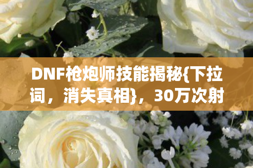 DNF枪炮师技能揭秘{下拉词,消失真相},30万次射击后为何隐退? DNF枪炮师技能揭秘{下拉词,消失真相},30万次射击后为何隐退?