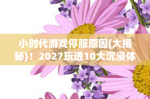 小时代游戏停服原因{大揭秘}！2027玩透10大沉浸体验