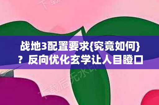 反向优化玄学让人目瞪口呆图片