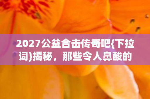 2027公益合击传奇吧{下拉词}揭秘，那些令人鼻酸的伏笔