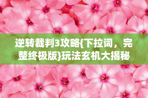 逆转裁判3攻略图片