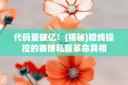 代码量破亿!{揭秘}暗线操控的赛博私服革命真相 代码量破亿!{揭秘}暗线操控的赛博私服革命真相
