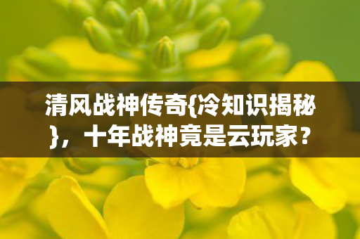 清风战神传奇{冷知识揭秘},十年战神竟是云玩家? 清风战神传奇{冷知识揭秘},十年战神竟是云玩家?