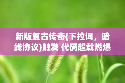 新版复古传奇{下拉词,暗线协议}触发 代码超载燃爆神经 新版复古传奇{下拉词,暗线协议}触发 代码超载燃爆神经