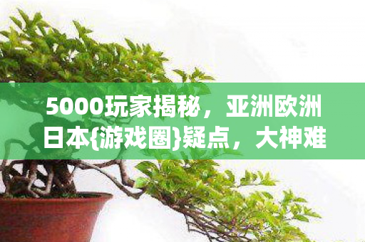 5000玩家揭秘，亚洲欧洲日本{游戏圈}疑点，大神难淡定！