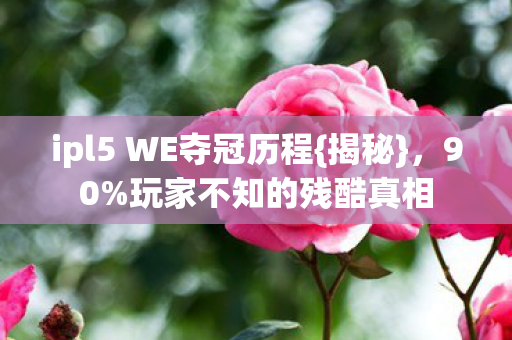 ipl5 WE夺冠历程图片
