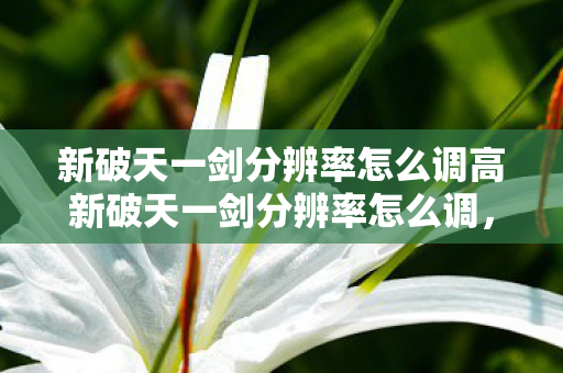 新破天一剑分辨率怎么调高新破天一剑分辨率怎么调，新破天一剑分辨率调整方法