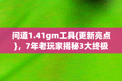 7年老玩家揭秘3大终极纠结图片