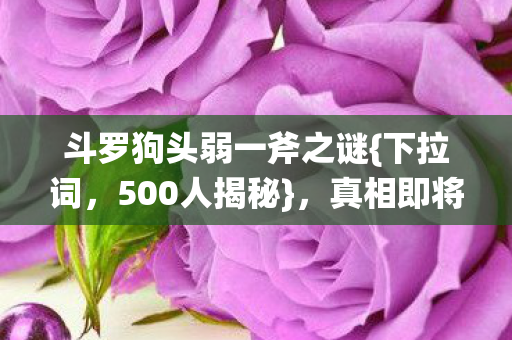 斗罗狗头弱一斧之谜图片