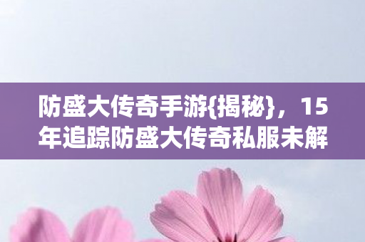 防盛大传奇手游{揭秘},15年追踪防盛大传奇私服未解之谜 防盛大传奇手游{揭秘},15年追踪防盛大传奇私服未解之谜
