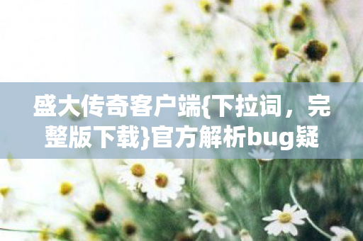 盛大传奇客户端{下拉词,完整版下载}官方解析bug疑云 盛大传奇客户端{下拉词,完整版下载}官方解析bug疑云