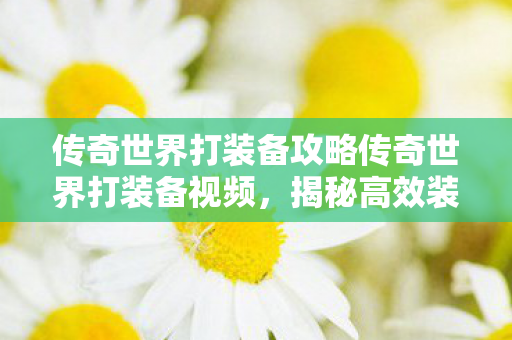 传奇世界打装备攻略传奇世界打装备视频图片