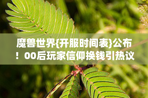 魔兽世界{开服时间表}公布!00后玩家信仰换钱引热议 魔兽世界{开服时间表}公布!00后玩家信仰换钱引热议