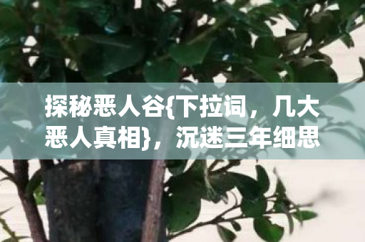 探秘恶人谷{下拉词,几大恶人真相},沉迷三年细思极恐 探秘恶人谷{下拉词,几大恶人真相},沉迷三年细思极恐