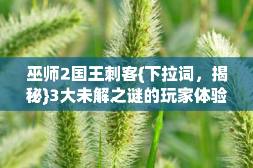 3大未解之谜的玩家体验陷阱图片