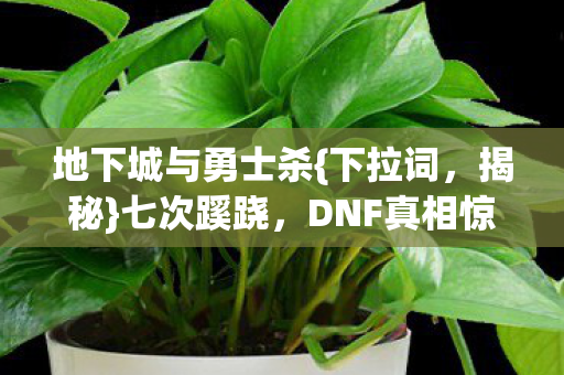 地下城与勇士杀{下拉词，揭秘}七次蹊跷，DNF真相惊心！