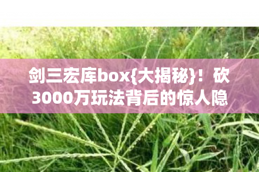 砍3000万玩法背后的惊人隐情图片