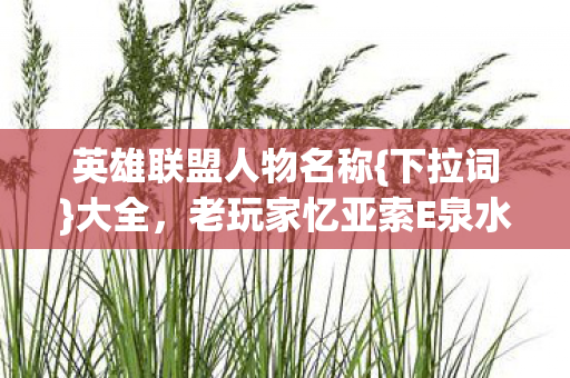 老玩家忆亚索E泉水的代价图片