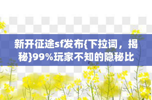 新开征途sf发布{下拉词，揭秘}99%玩家不知的隐秘比例！