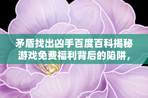 矛盾找出凶手百度百科揭秘游戏免费福利背后的陷阱图片