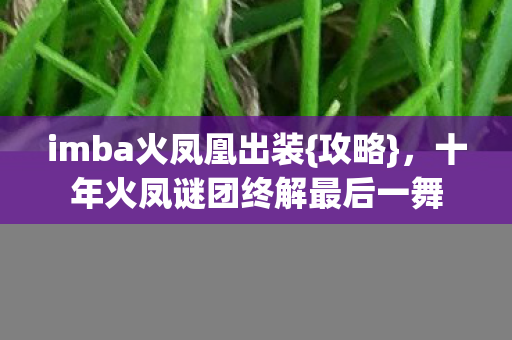 imba火凤凰出装{攻略},十年火凤谜团终解最后一舞 imba火凤凰出装{攻略},十年火凤谜团终解最后一舞