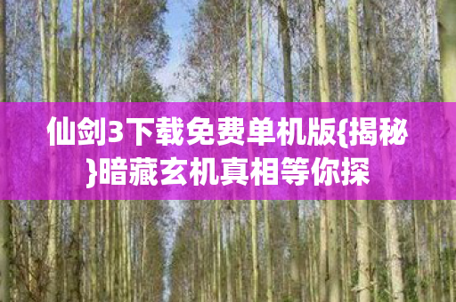 仙剑3下载免费单机版图片