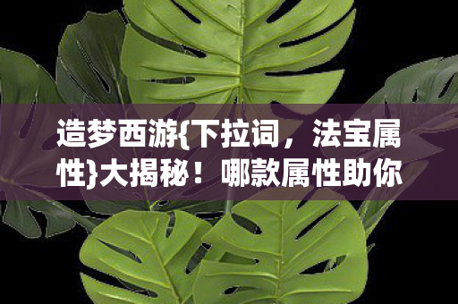 哪款属性助你轻松通关图片