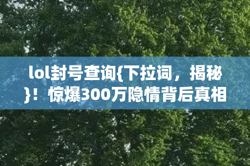 惊爆300万隐情背后真相图片