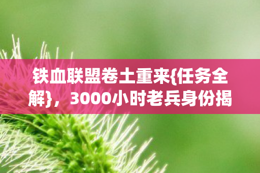 铁血联盟卷土重来{任务全解},3000小时老兵身份揭秘 铁血联盟卷土重来{任务全解},3000小时老兵身份揭秘