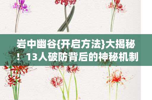 13人破防背后的神秘机制图片