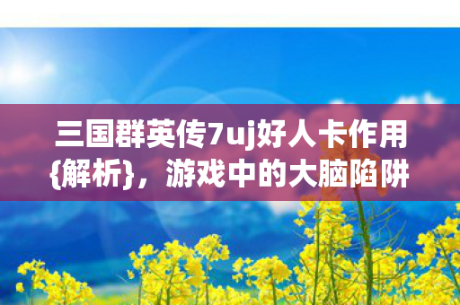 三国群英传7uj好人卡作用图片
