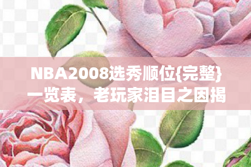 NBA2008选秀顺位图片