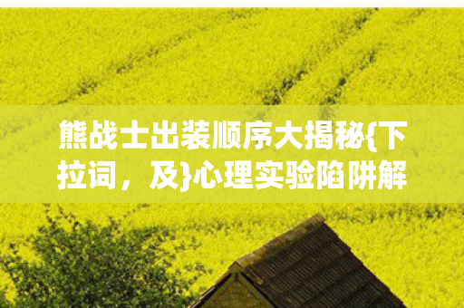 熊战士出装顺序大揭秘图片