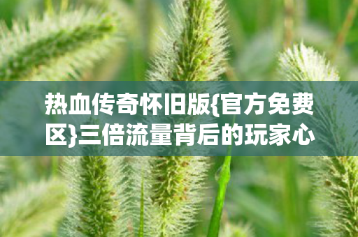三倍流量背后的玩家心寒真相图片