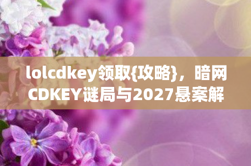 暗网CDKEY谜局与2027悬案解析图片