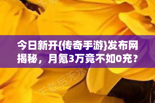 月氪3万竟不如0充图片