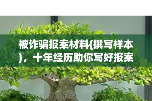 十年经历助你写好报案书图片