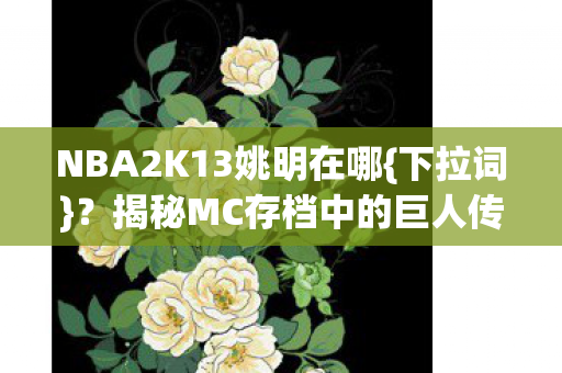 NBA2K13姚明在哪{下拉词}?揭秘MC存档中的巨人传奇 NBA2K13姚明在哪{下拉词}?揭秘MC存档中的巨人传奇