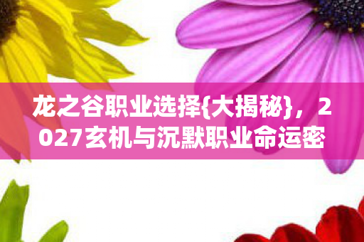 2027玄机与沉默职业命运密码图片