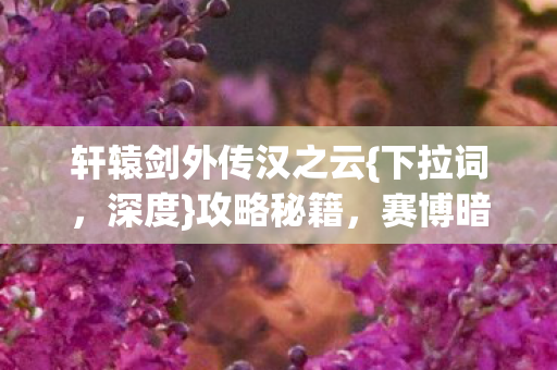 轩辕剑外传汉之云{下拉词,深度}攻略秘籍,赛博暗线触发意识觉醒 轩辕剑外传汉之云{下拉词,深度}攻略秘籍,赛博暗线触发意识觉醒