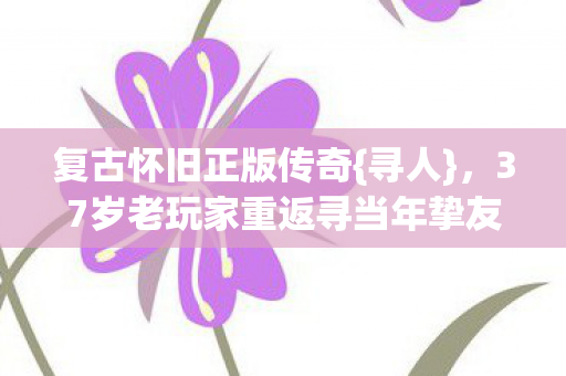 37岁老玩家重返寻当年挚友图片