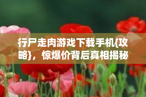 行尸走肉游戏下载手机{攻略}，惊爆价背后真相揭秘！