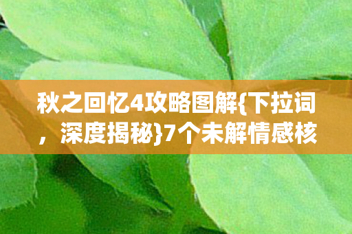 秋之回忆4攻略图解{下拉词，深度揭秘}7个未解情感核爆逻辑