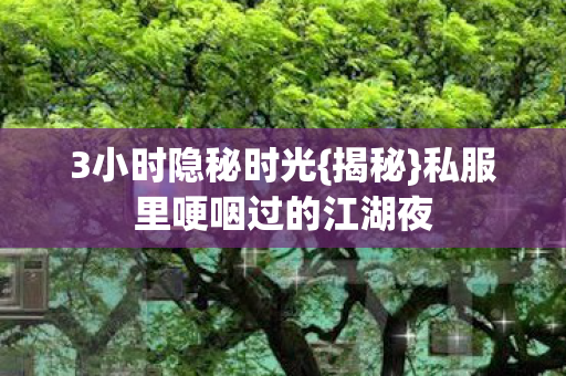 3小时隐秘时光{揭秘}私服里哽咽过的江湖夜 3小时隐秘时光{揭秘}私服里哽咽过的江湖夜